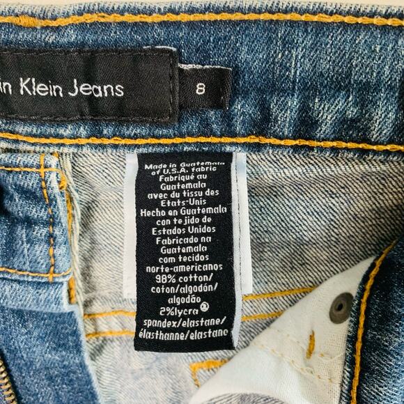 Calvin Klein Size S8 L32 Women's Mid Rise Flare Jeans Faded Blue Pockets - Picture 9 of 9